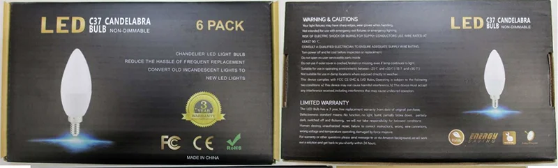 LED C37 Candelabra Bulb Non-Dimmable (6-pack)