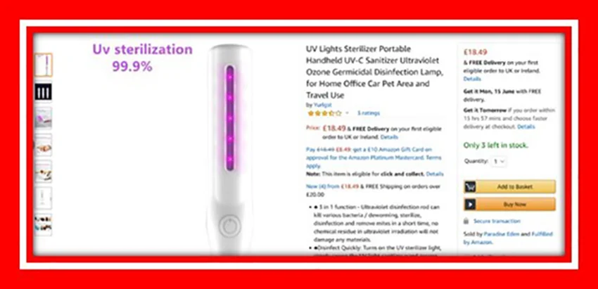 Portable Ultraviolet Disinfection Rod