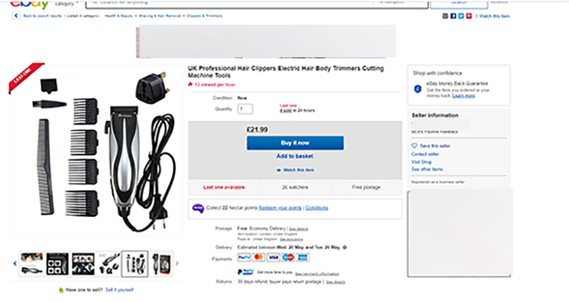 Platform Listing: Hair clipper set