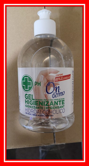 ON DERMO — Gel Higienizante de manos/ Gel Hygiénisant pour les mains / Gel Igienizzante per le mani