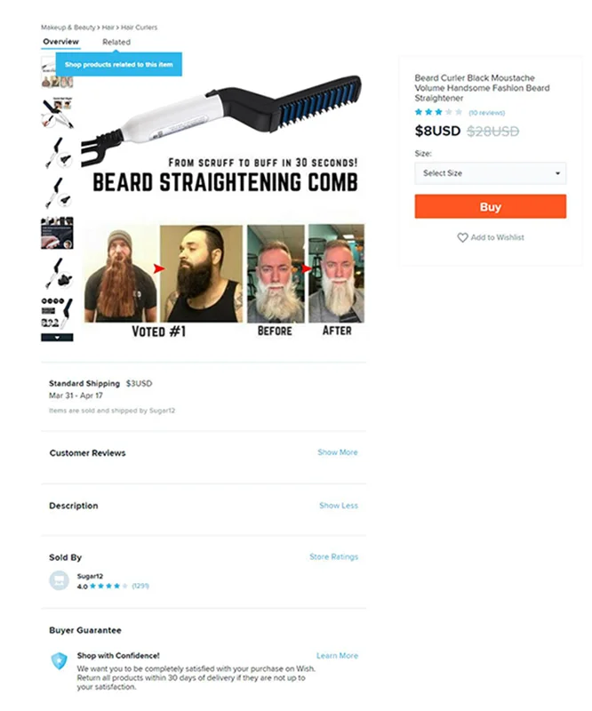 Platform Listing: Beard straightener