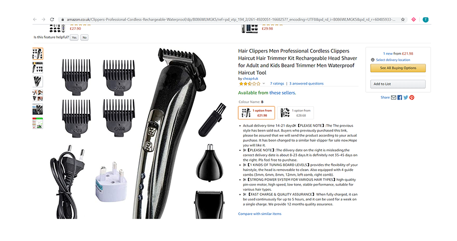 Cheap4UK — Hair Clippers Men Professional Cordless Clippers