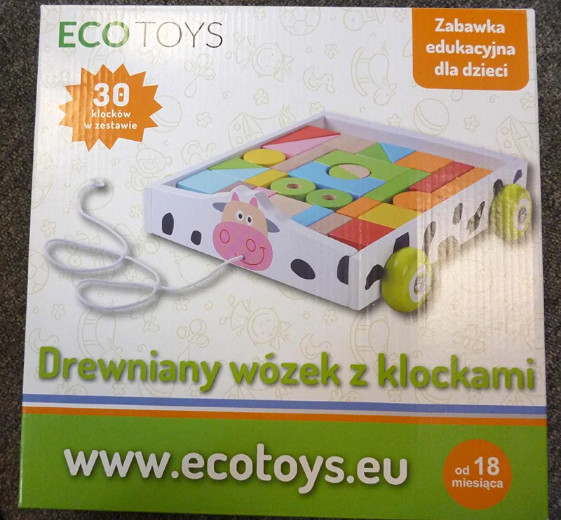 ECOTOYS — Drewniany wozek z klockami