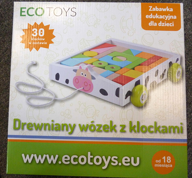 ECOTOYS — Drewniany wozek z klockami