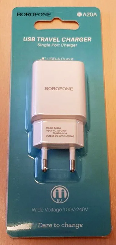 BOROFONE — USB travel charger. Single port charger.