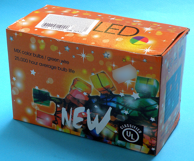 NEW (on the packaging), LED karácsonyi égősor (on the label)