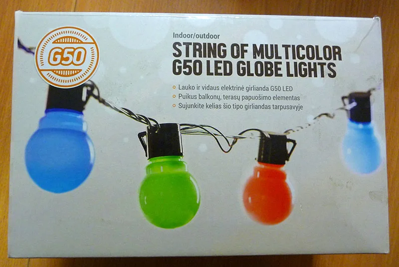 String of multicolor G50 globe lights