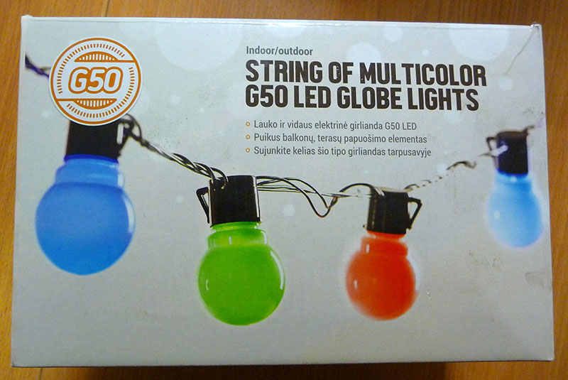 String of multicolor G50 globe lights