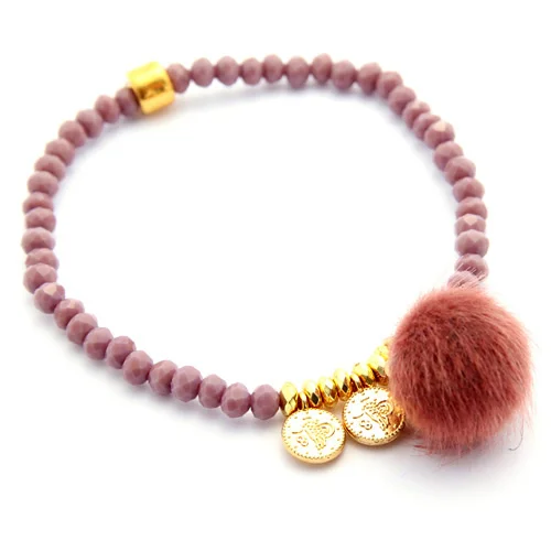 Style Heaven — Kristallarmband mit Pompom, berry