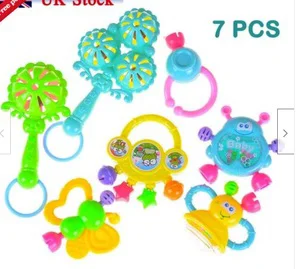 7Pcs/Set Newborn Toddler Baby Shaking Bell Rattles Teether Toys Kids Hand Toys