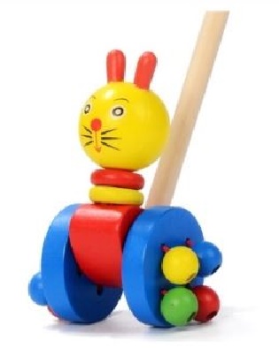 Bambin en bois détachable push trolley marhe marcheur jouets enfant blocs de construction dessin A