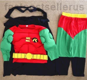 COSPLAY — 2-7 Garçons Enfants Robin 3pc Muscle Costume Set Halloween Party Dress Outfit