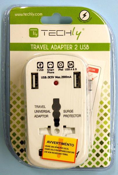 TECHly — TRAVEL ADAPTER 2 USB, TRAVEL UNIVERSAL ADAPTOR