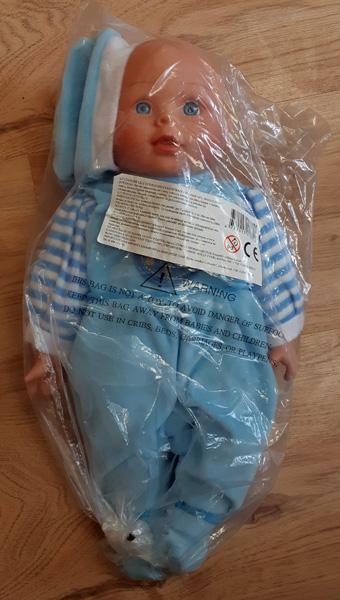 Baby doll in blue clothes 40 cm