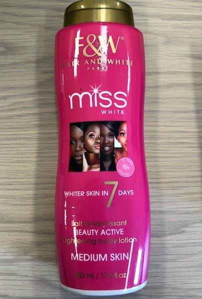 Fair and White, Miss White — Lait eclaircissant / Lightening body lotion