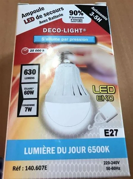 DECO-LIGHT — Ampoule LED de secours Avec Batterie