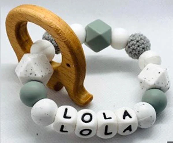 Calbabyco — Silicone bead with Wooden teething ring