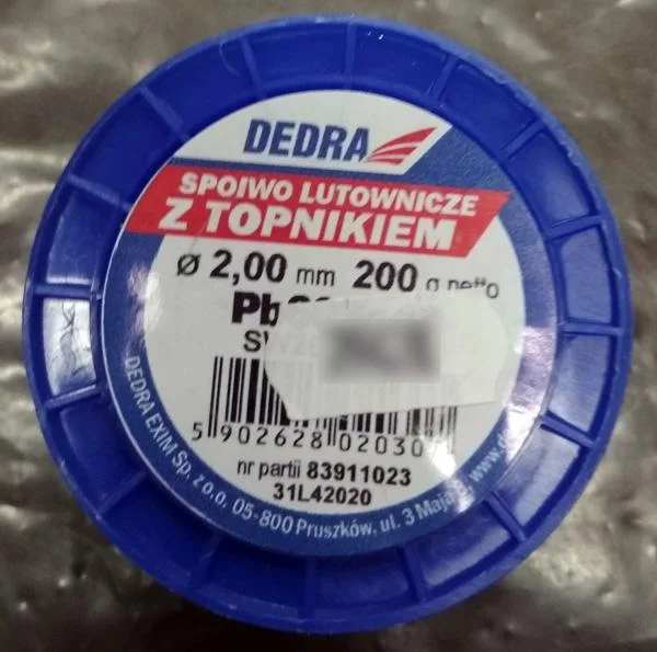 DEDRA — SPOIWO LUTOWNICZE Z TOPNIKIEM