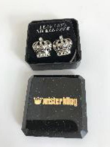 misterbling — Earrings Silver CZ Iced Out Crown