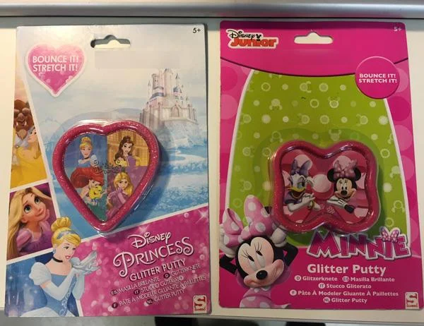 1) Disney Princess 2) Disney Junior, Minnie — Glitter Putty