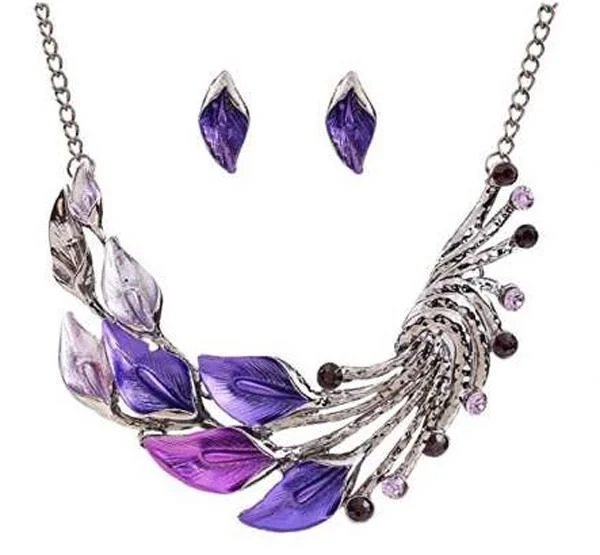 Festoon — Set Bijoux Paon Pourpre éMail Festoon Bib