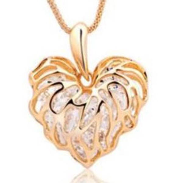 Fashion Women Gold Plated Heart Leaf