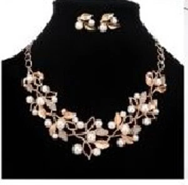 Pearl Crystal Wedding Jewelry Set Elegant Pearl