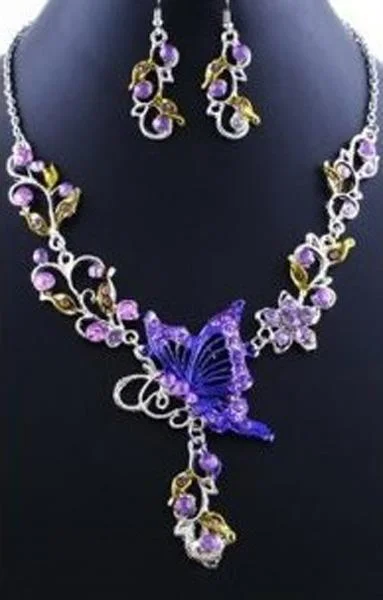 Bride's Butterfly Flower Rhinestone Pendant