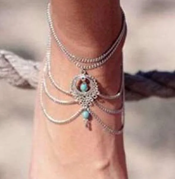 ILOVEDIY Anklet Bracelet de Cheville Argent Indien