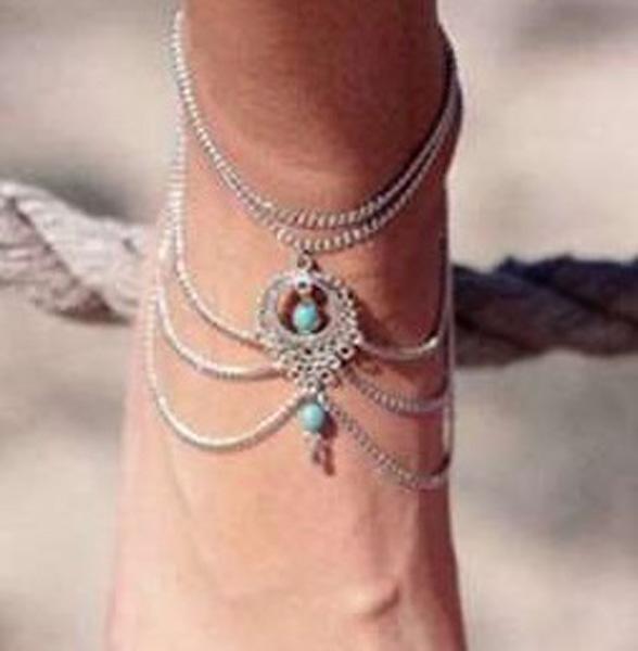 ILOVEDIY Anklet Bracelet de Cheville Argent Indien