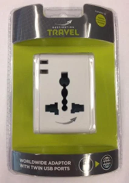 Destination Travel — Worldwide Adaptor with Twin USB Ports