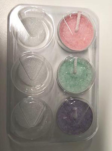 Northern Light Candle — Six tea light candles with coloured flames