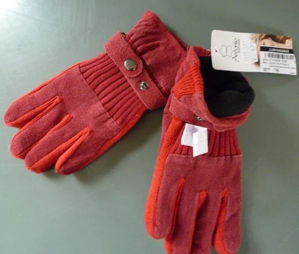 Antonio World Fashion — Handschuhe mit Leder, rot ('red ladies’ gloves with leather')