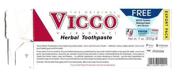 VICCO — The Original Vicco Vajradanti Herbal Toothpaste