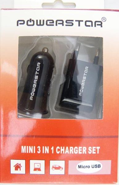 Powerstar — Mini 3 in 1 Charger Set / USB AC Adapter