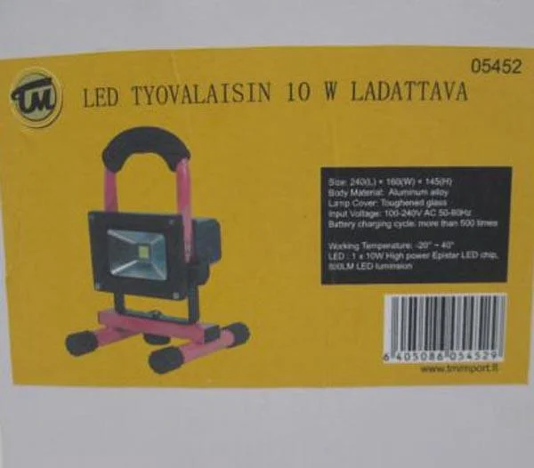 TM — LED työvalaisin 10W ladattava ('10W LED rechargeable work light')