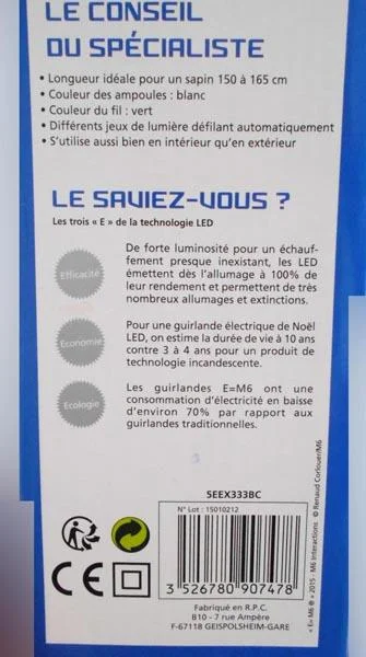 B10 / e=m6 — 'GUIRLANDE LED 5 mm' ('5 mm-LED light chain')