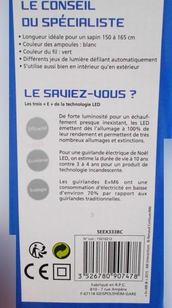 B10 / e=m6 — 'GUIRLANDE LED 5 mm' ('5 mm-LED light chain')