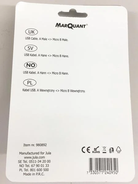MARQUANT — USB mikro 1,8m