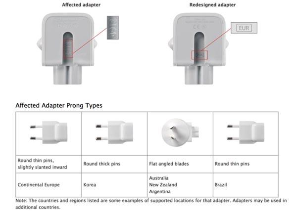 Apple — Two pin wall plug adapters supplied with Mac computers and iOS devices