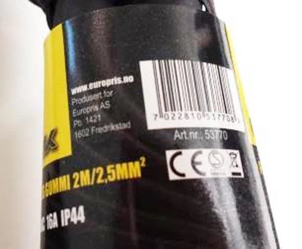 Europris — Forgrener 4-veis gummi 2m/2,5mm2