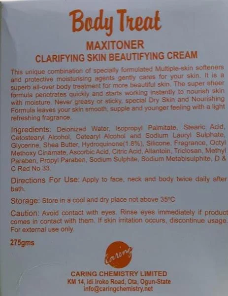 Caring — Body Treat / MAXITONER Clarifying Skin Beautifying Cream