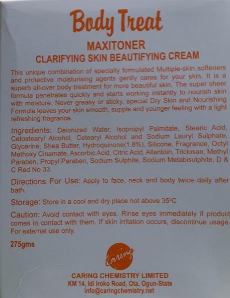 Caring — Body Treat / MAXITONER Clarifying Skin Beautifying Cream
