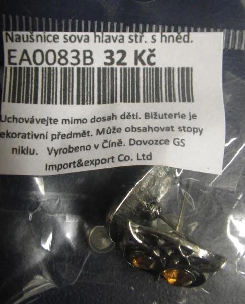 Naušnice sova hlava ("Earrings owl head")