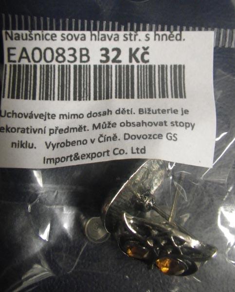 Naušnice sova hlava ("Earrings owl head")