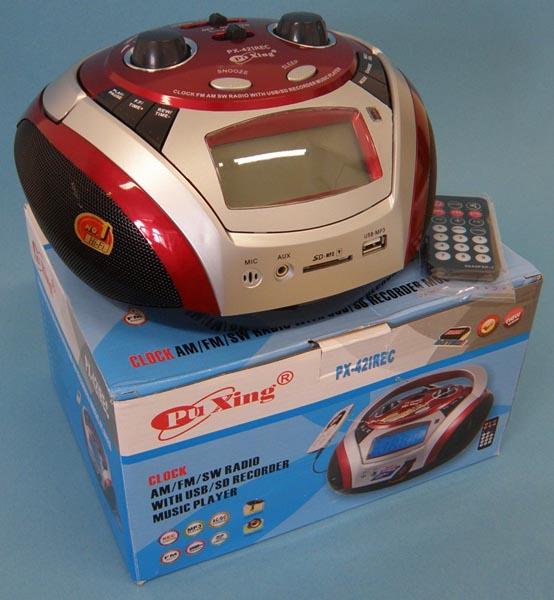 pu Xing — Clock AM/FM6SW Radio with USB/SD Recorder Music Player