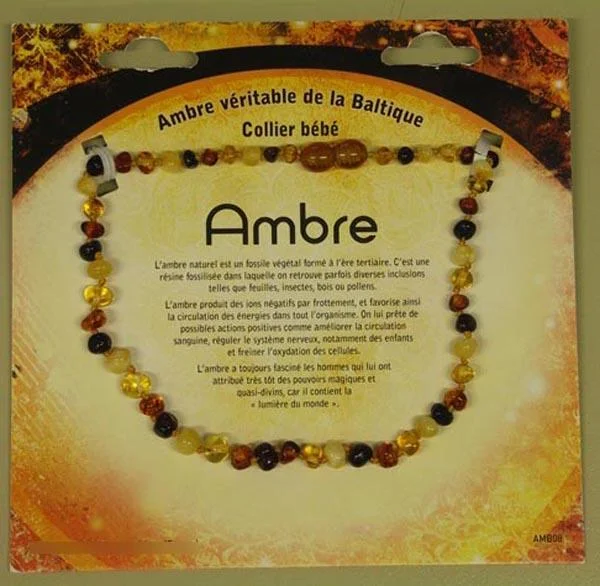 Tempo Ideal — Ambre véritable de la Baltique - Collier bébé - Ambre (Genuine Baltic Amber - Baby Necklace - Amber)