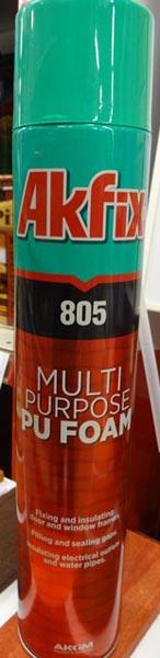 Akfix — 1. 805 Multi purpose Gun Foam; 2. 805P Multi purpose PU Gun Foam; 3. 960 Adhesive PU