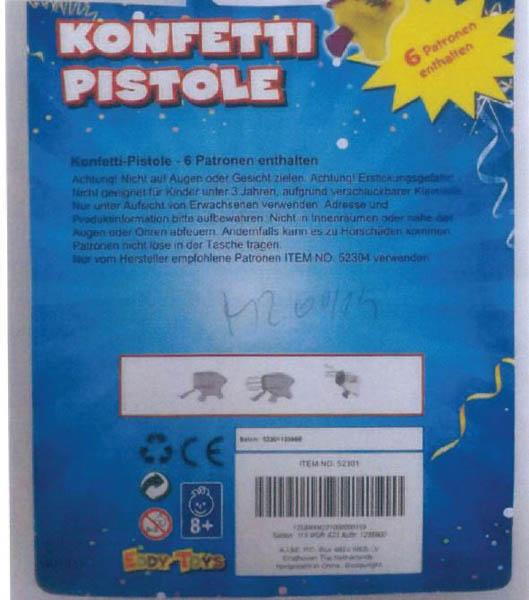 Eddy Toys — Konfetti Pistole - Party Popper ('Confetti gun')
