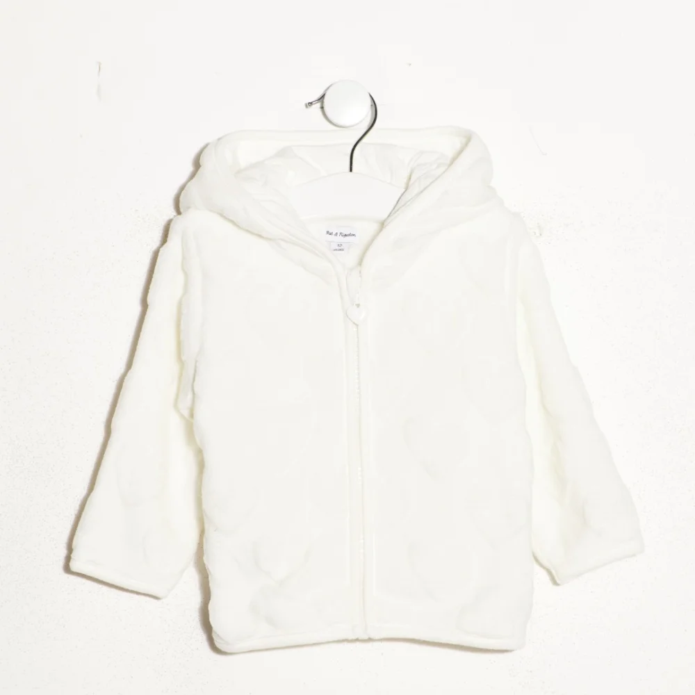 pat et ripaton — gilet sherpa motif coeur - fille 0-36mois